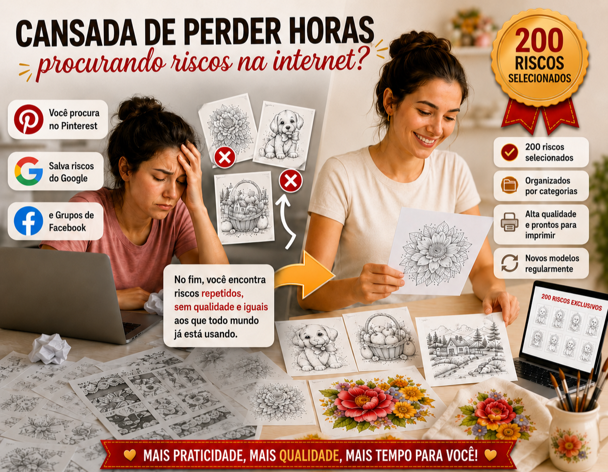 Cansada de perder horas procurando riscos na internet